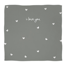 Load image into Gallery viewer, Swaddle Blanket Grey Hearts