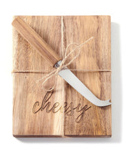 Load image into Gallery viewer, Wood Cheese Board & Knife Set