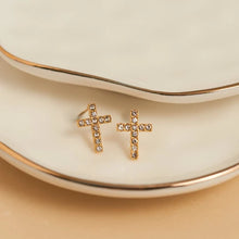 Load image into Gallery viewer, Earrings Pave Cross Stud
