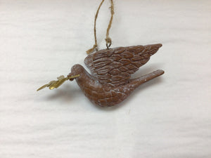 Ornament Dove with Gold Leaves