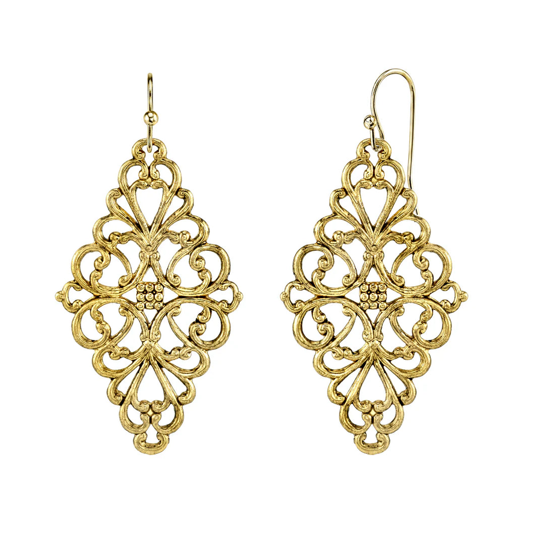Earring Gold Filigree Diamond