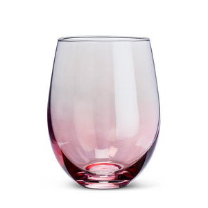 Bubblegum Pink Iris Stemless Wine Glass