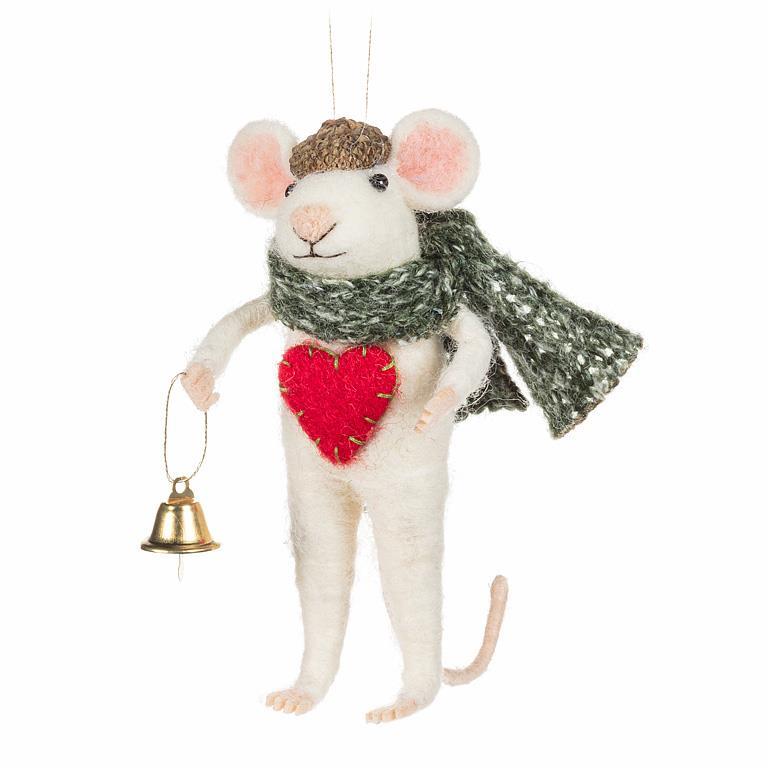Ornament Winter Mouse Heart And Bell