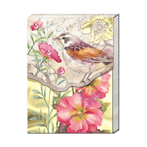 Pocket Notepad Pink Floral Bird