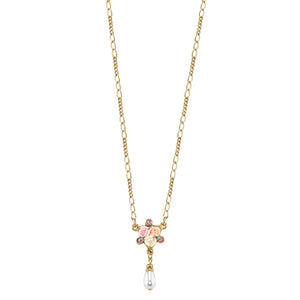 Necklace Gold Pink Rose/Pearl