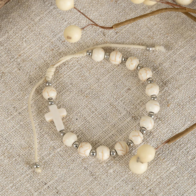 Bracelet Beaded Cross Marshmallow