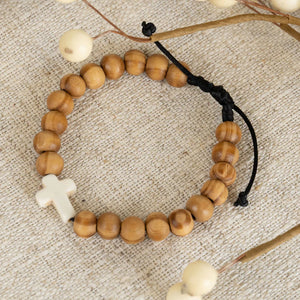 Bracelet Beaded Cross Golden Oak