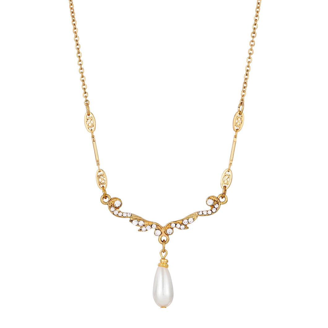 Necklace Gold Pearl Drop