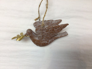 Ornament Dove with Gold Leaves