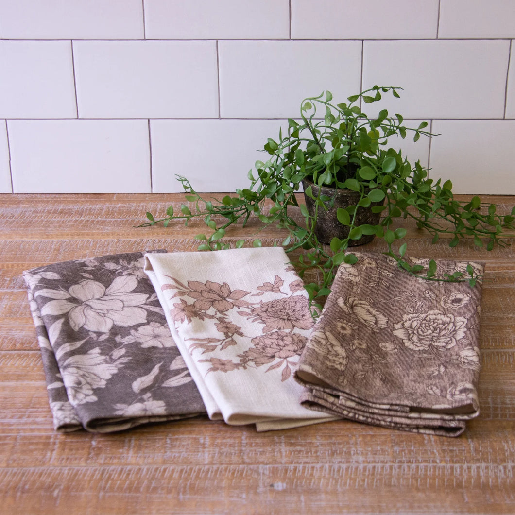 Tea Towels Sepia Florals