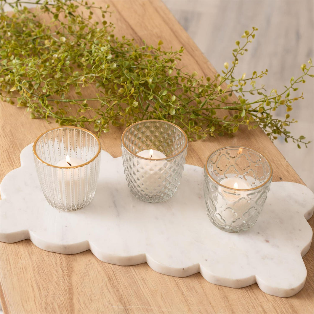 Candle Holder Votive Glass Gold Rim