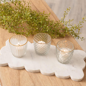 Candle Holder Votive Glass Gold Rim