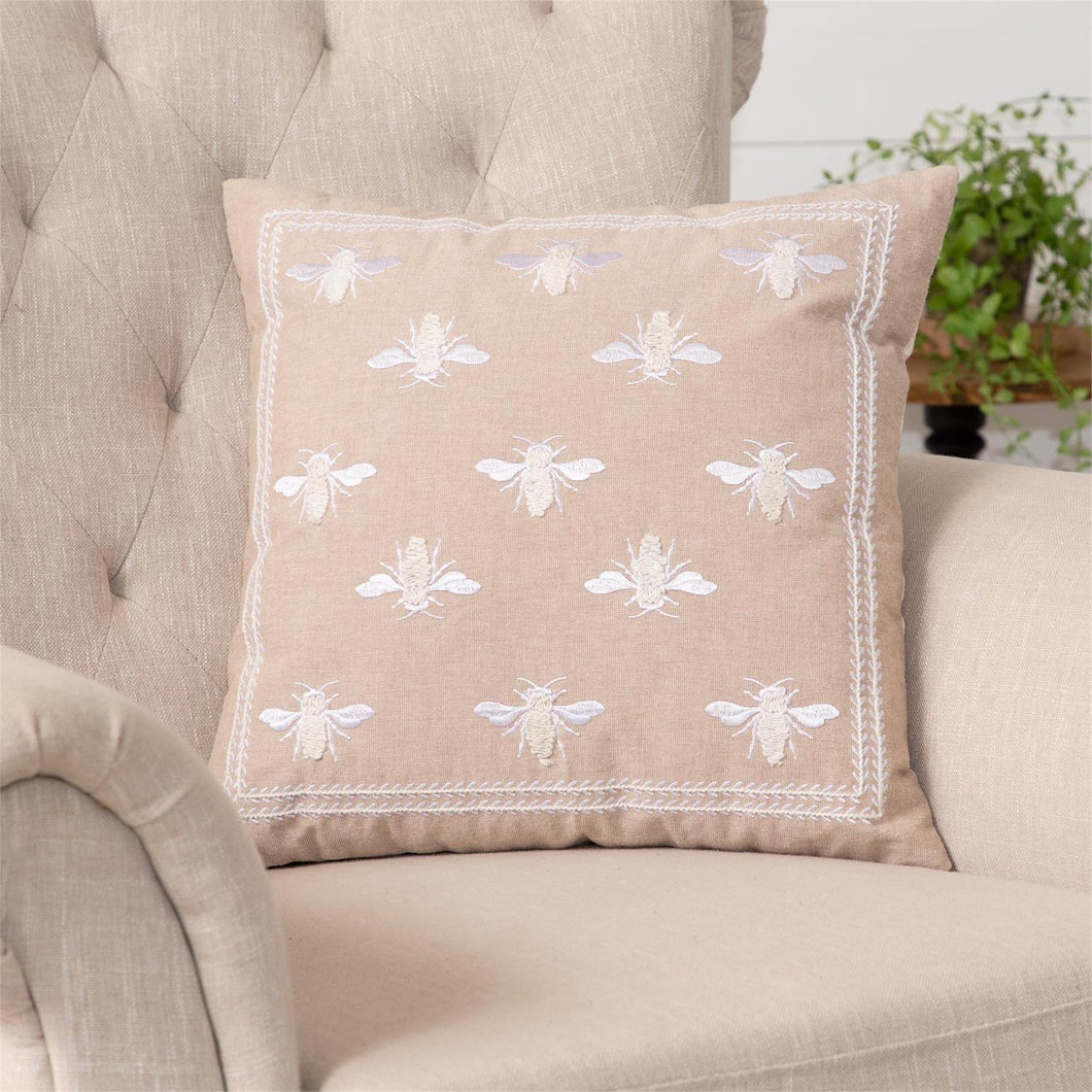 Pillow Embroidered Bees