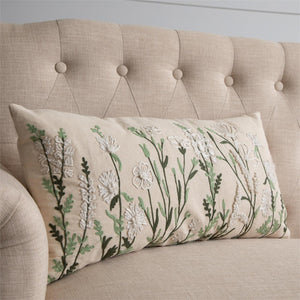Pillow Lumbar Embroidered Wild Flowers