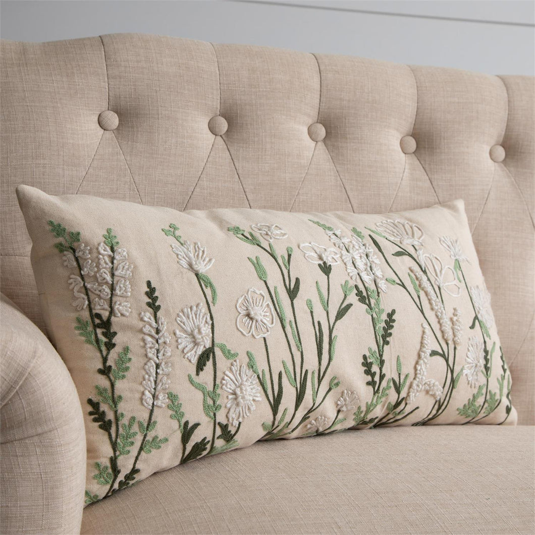 Pillow Lumbar Embroidered Wild Flowers