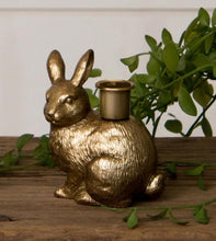 Load image into Gallery viewer, Candle Holders Gold Bunny
