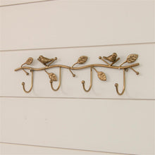 Load image into Gallery viewer, Wall Hooks Gold Birds on Branch
