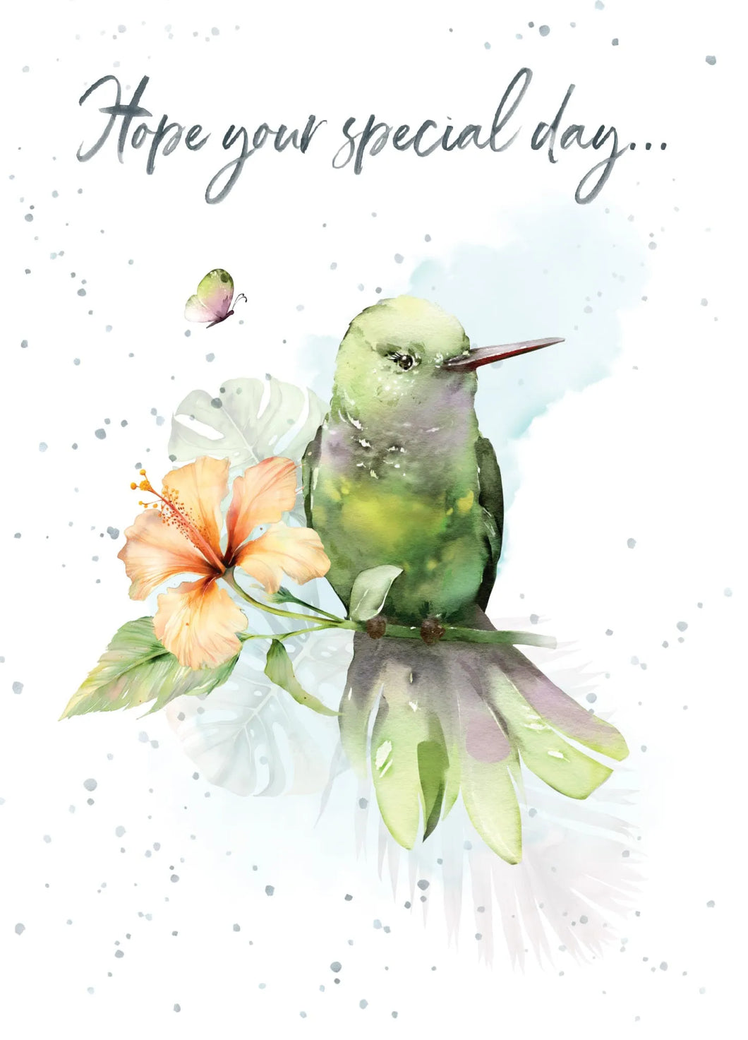 Card Birthday Hibiscus Hummingbird