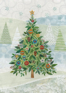 Card Christmas Embroidered Tree