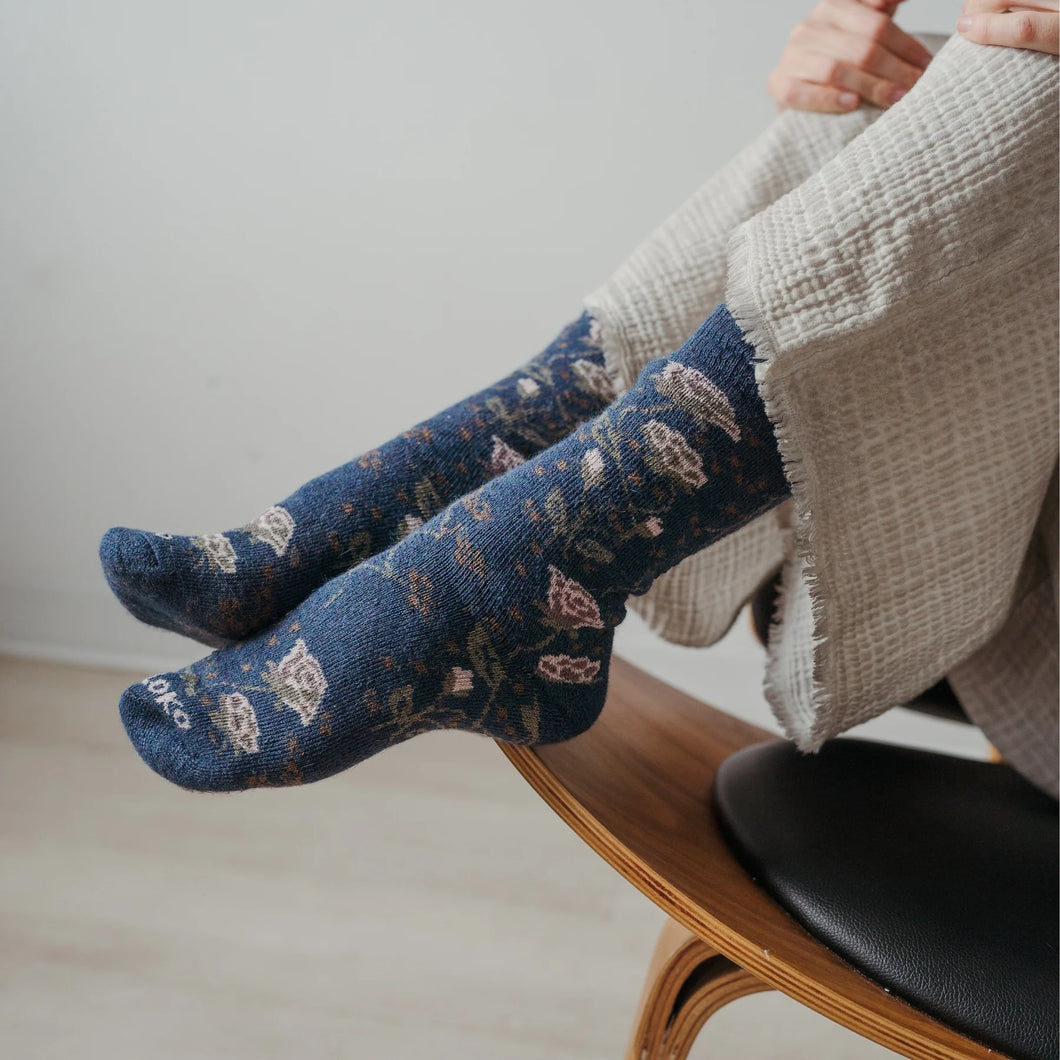Socks Alpaca Blue Rose