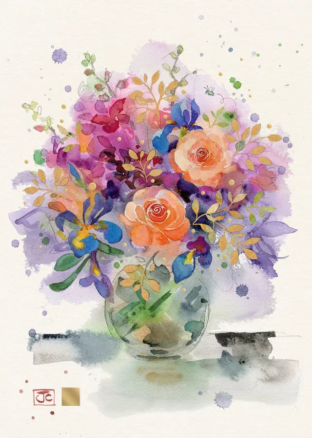 Card Blank Orange Roses