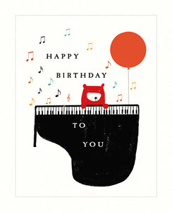 Card Blank Birthday Bear Piano
