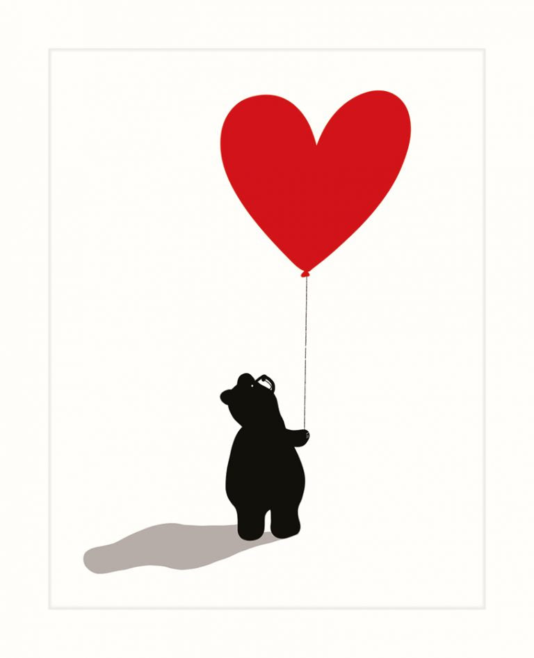 Card Blank Bear With Heart Balloon