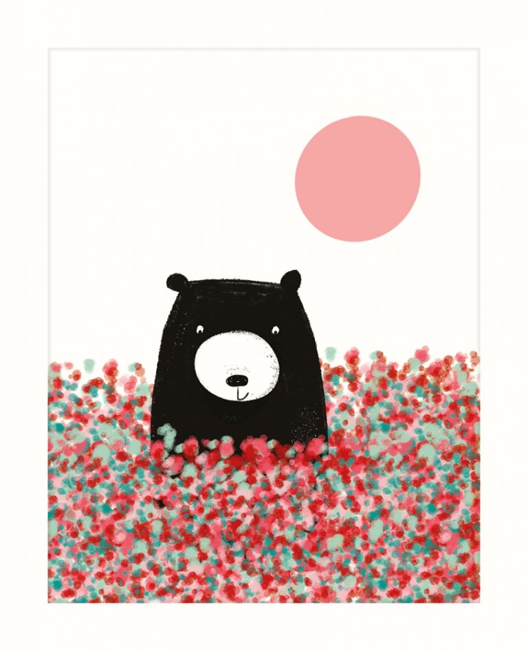 Card Blank Bear In Flowers