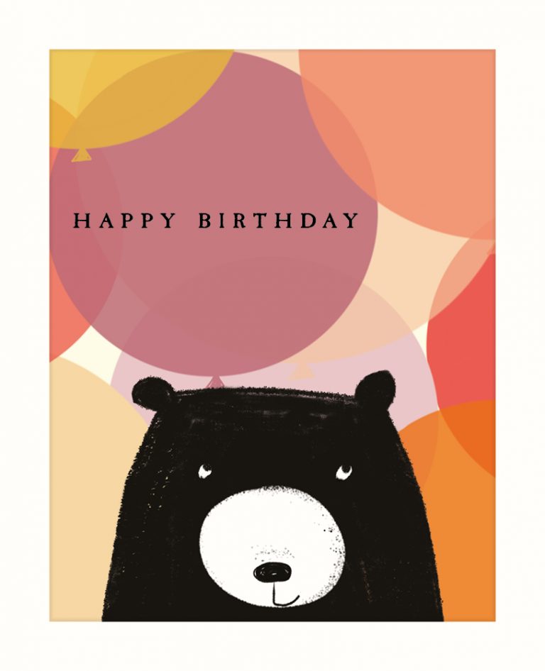 Card Blank Birthday Bear Balloons