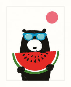 Card Blank Bear Watermelon