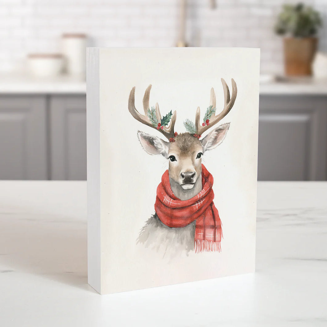 Block Deer with Scarf Christmas