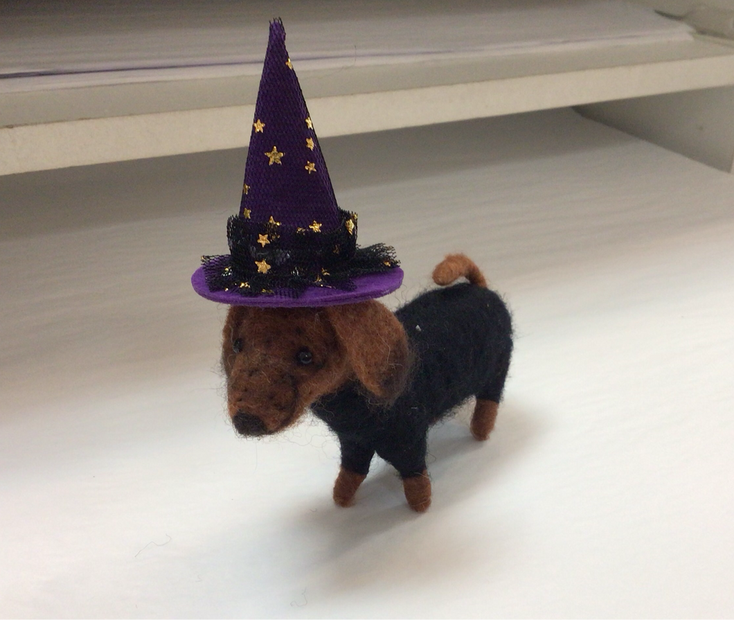 Ornament Dachshund Witch Hat