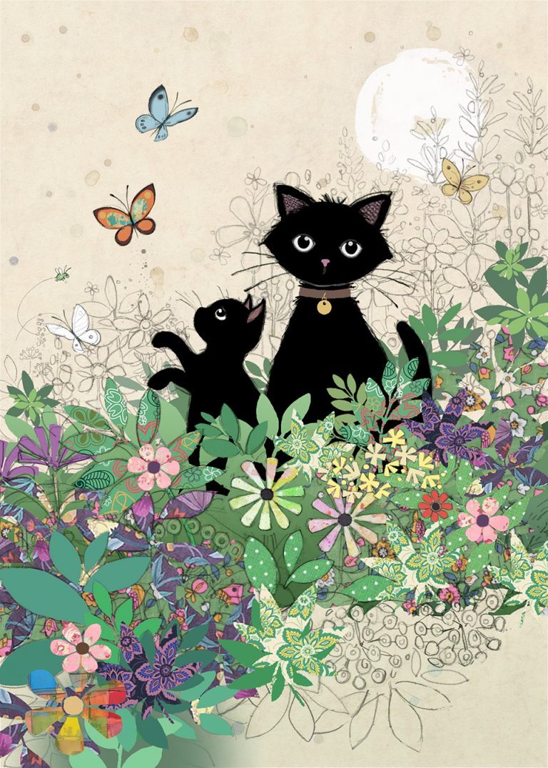 Card Blank Garden Kitties