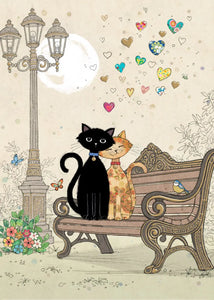 Card Blank Bench Kitties