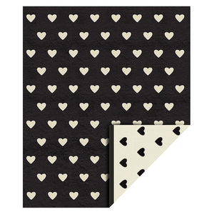 Blanket Cozy Black/Ivory Hearts