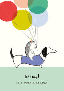 Card Birthday Dog And Hedgehog With Balloons