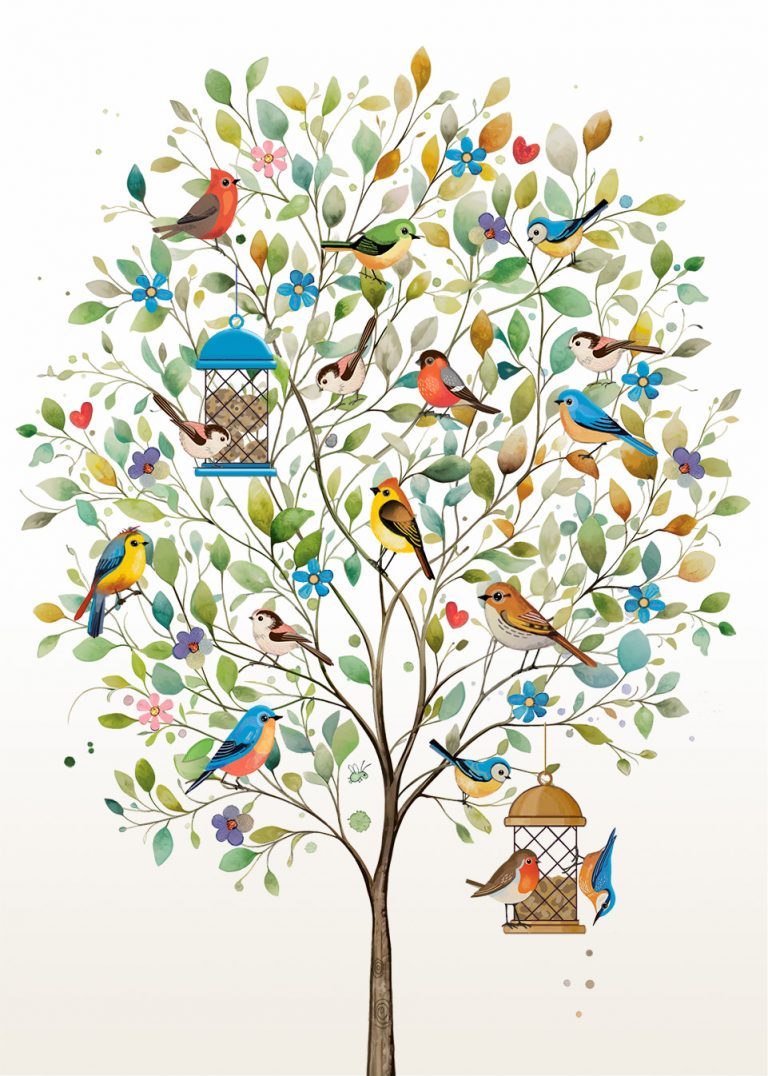 Card Blank Tree Of Birds