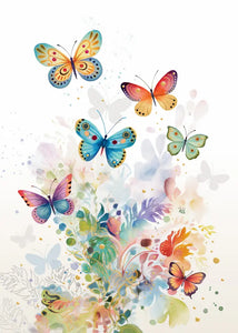 Card Blank Colourful Butterflies