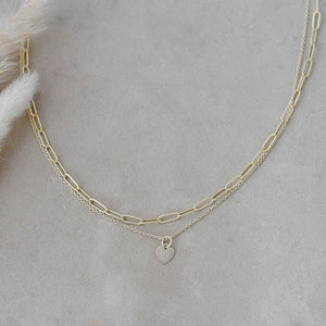 Necklace Paperclip Heart Gold