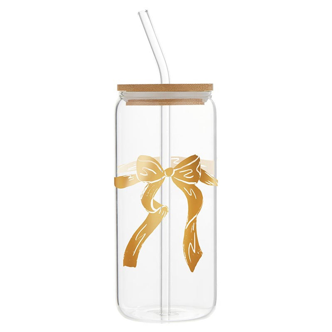 Tumbler Glass Gold Bow