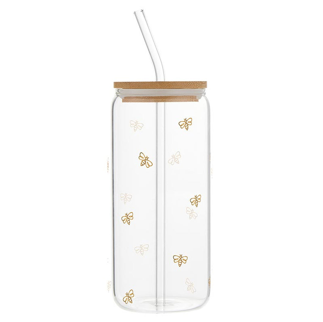 Tumbler Glass Gold Bee