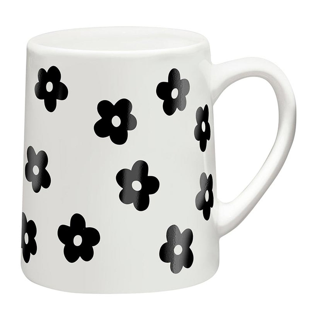 Mug Tapered Flowers Black