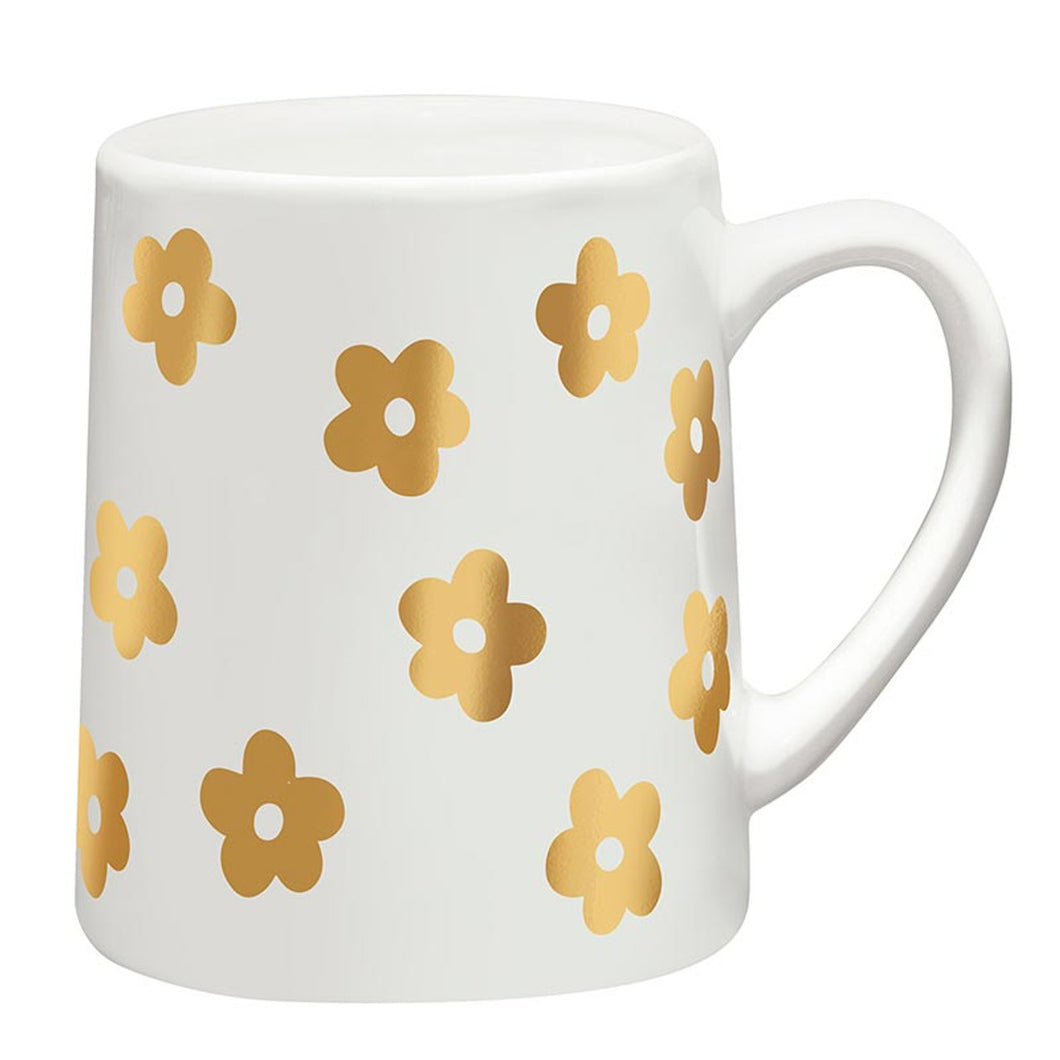 Mug Tapered Flowers Gold