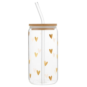 Tumbler Glass Gold Hearts