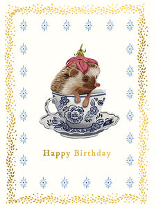 Card Teacup Hedgehog Birthday