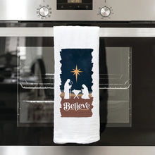 Load image into Gallery viewer, Tea Towel Believe Nativity
