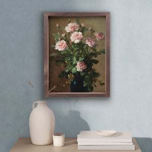 Framed Art Pink Flowers In Vase