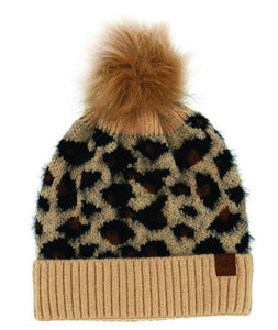 Hat Snow Leopard Pom