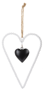 Wood Beaded Heart (Black Heart)