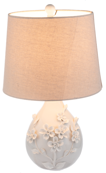 Lamp Ceramic Ivory Flowers